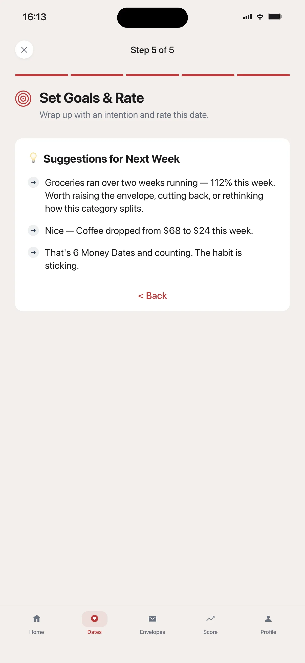 Money Date step 6: One next step